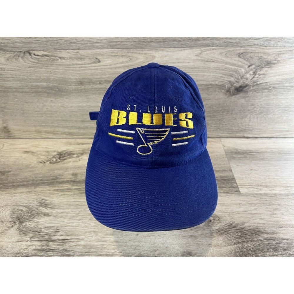 Vintage St Louis Blues NHL Hockey Strapback Hat Blue Yellow Faded Adjustable